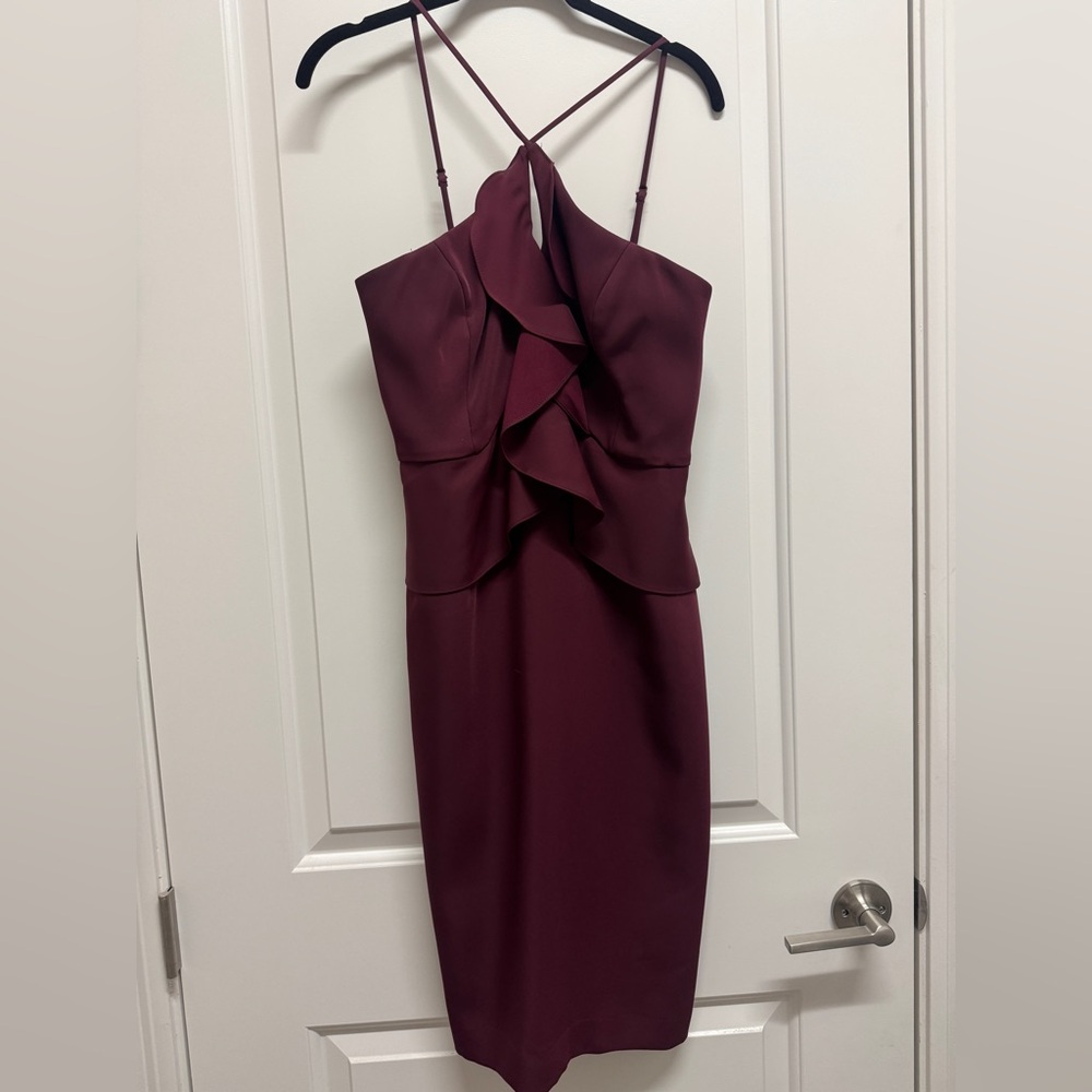 BCBGMaxAzria Strapless Burgundy Dress